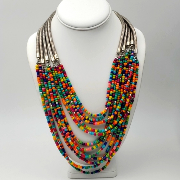Jules Colorful Multi Strand Bead Necklace - Picture 3 of 7